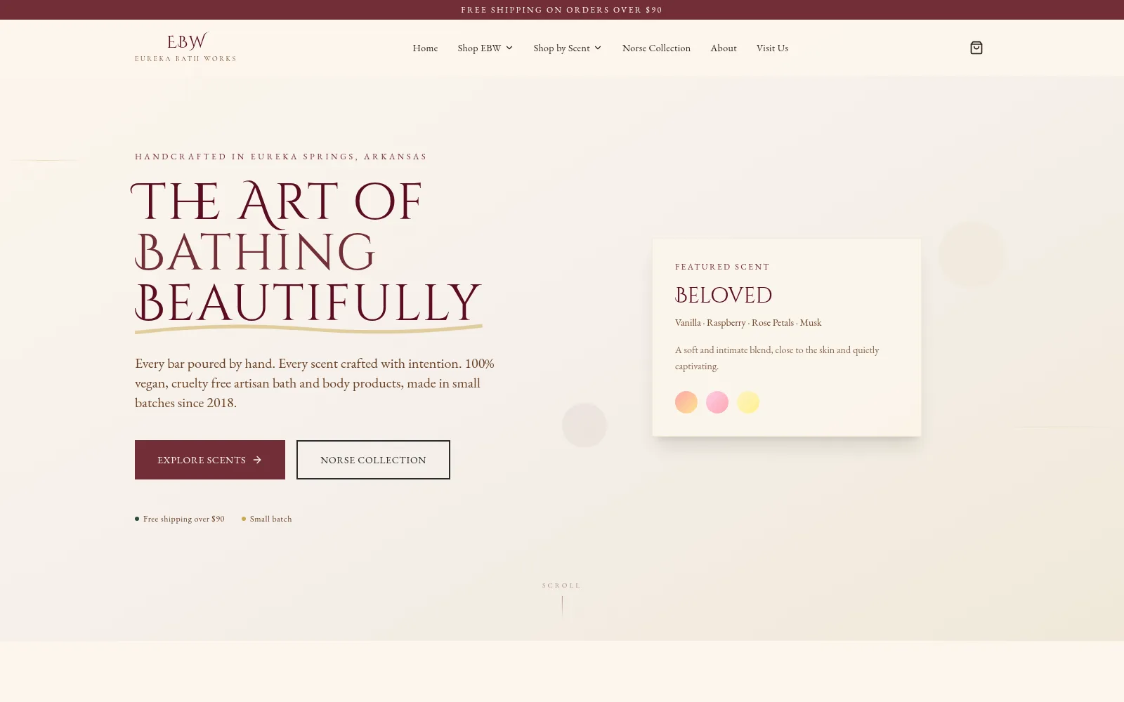 Homepage screenshot of Eureka Bath Works