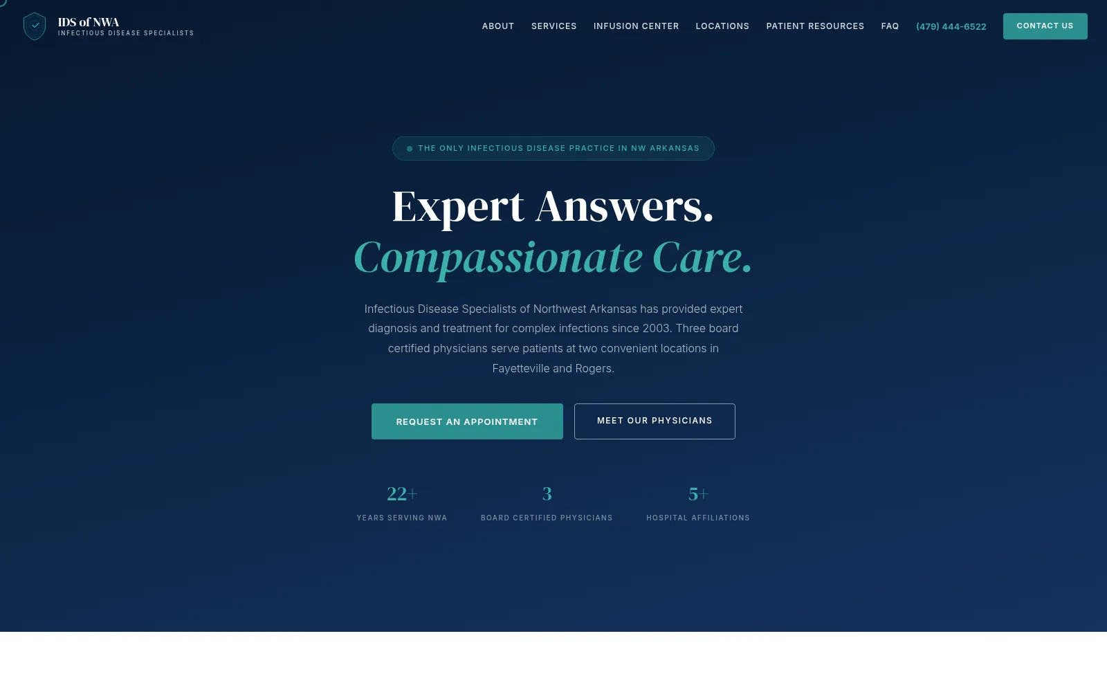 Homepage screenshot of NW Arkansas Infectious Disease Specialists