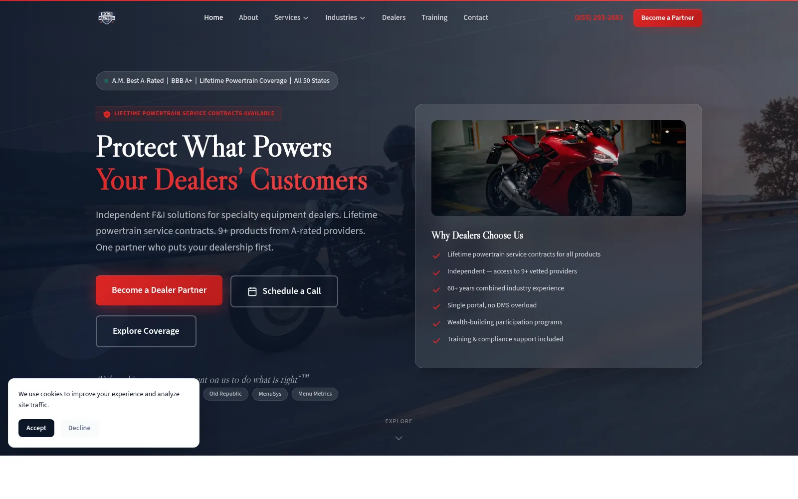 Homepage screenshot of WeCoverUSA